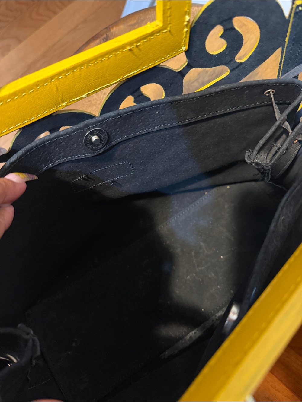 Maya Leather Filigree Tote in Mustard - Picture 5 of 6